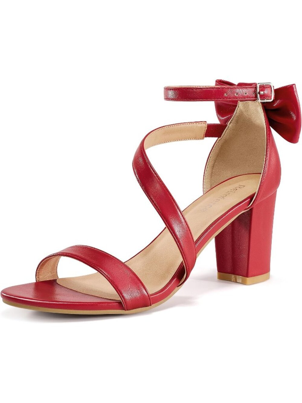 Women's Red Faux Leather Comfortable Slip Resistant Adjustable Block Heels